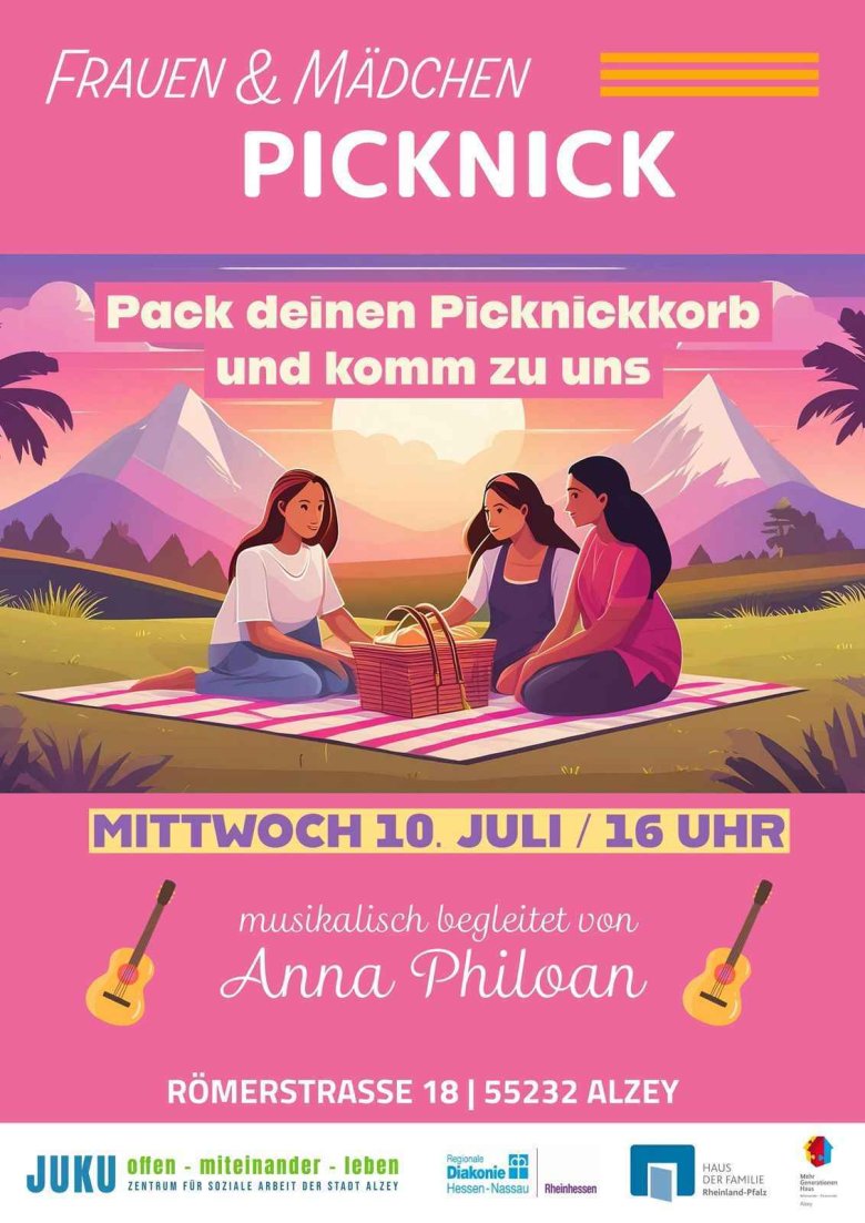 Plakat für Picknick-Konzert im Alzeyer Juku