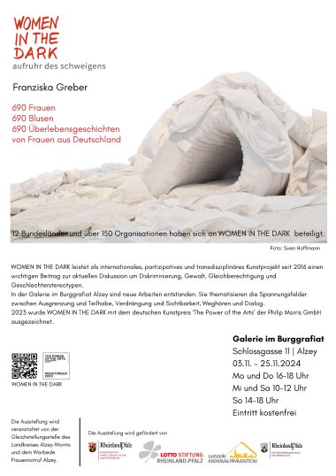 Plakat für die Ausstellung "Woman in the dark" in der Galerie im Burggrafiat