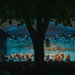 Musiker mit Streichinstrumenten auf der Bühne von Da Capo